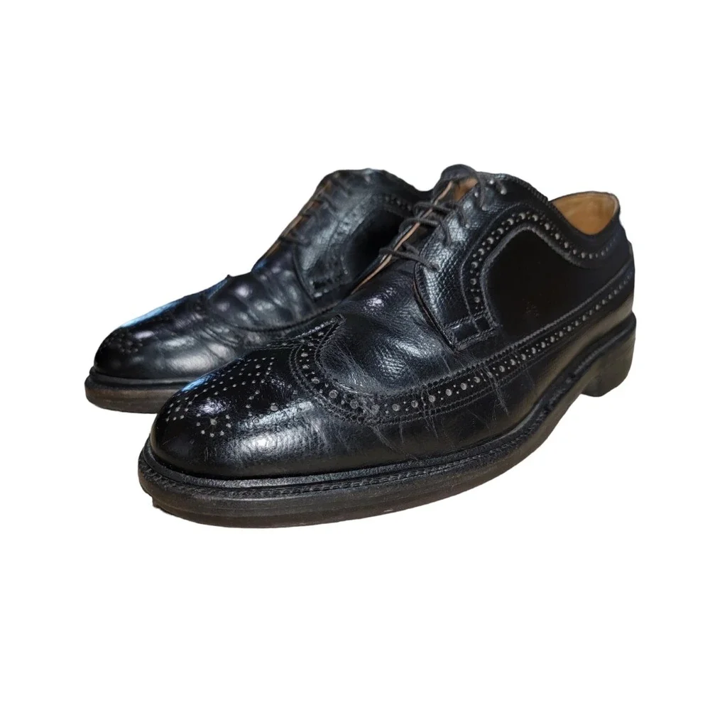 VTG 60s Executive Imperials O'Sullivan Black Leather Oxford Wingtip shoes Sz 8 D